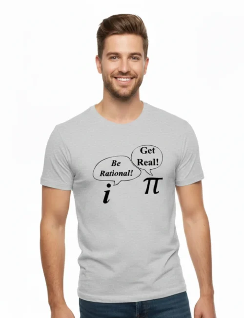 MAN WEARING TSHIRT GREY WITH MATHEMATICAL PRINT