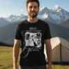 man wearing camp survivor tshirt